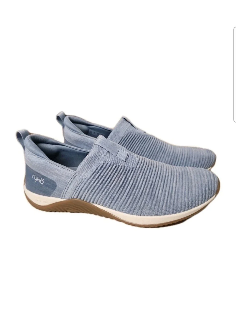 Ryka Echo Knit Slip On Sneakers Womens 9.5 Blue Grey Walking Shoes New Comfort